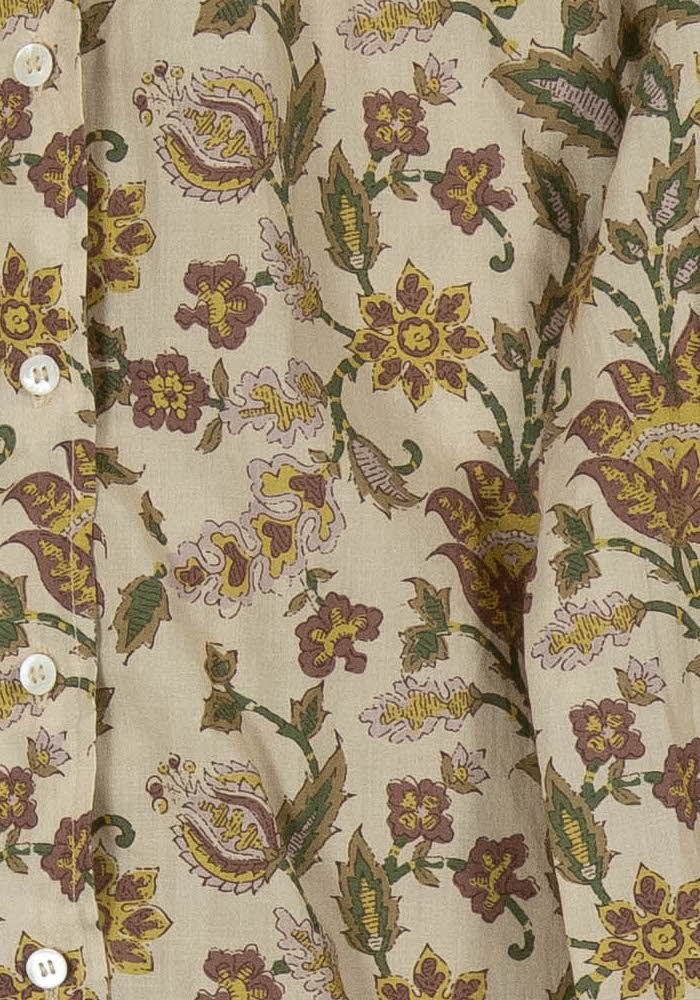 Blouse Fleurie Beige et Verte - Taille L/40 de la marque Petite Mendigote | PARAD100552 - Vendu par Paradigme - Image 3