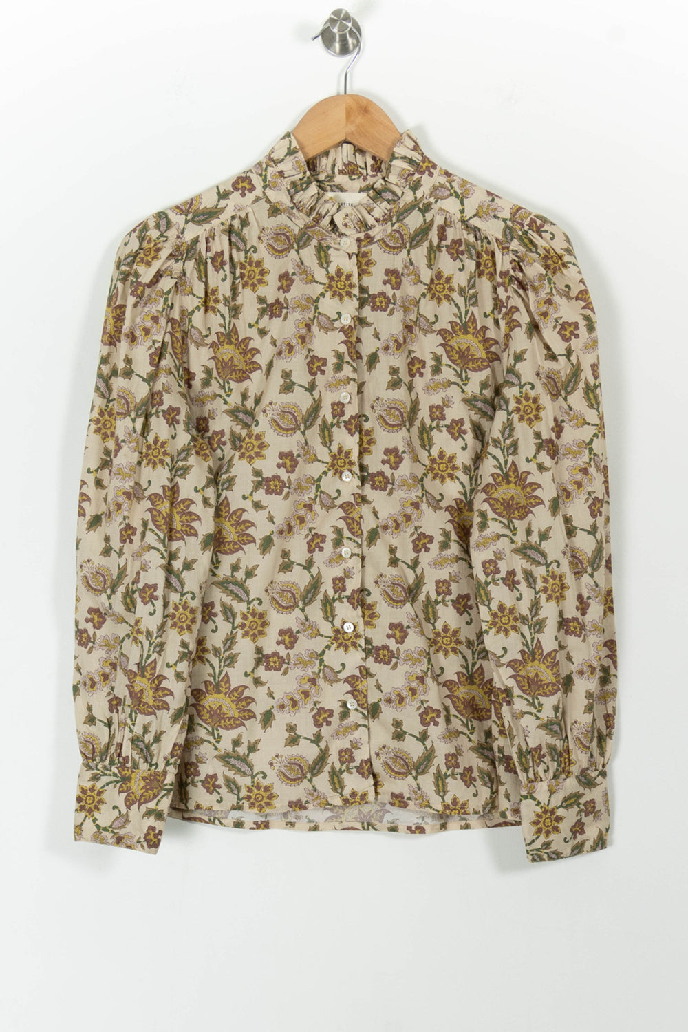 Blouse Fleurie Beige et Verte - Taille L/40 de la marque Petite Mendigote | PARAD100552 - Vendu par Paradigme - Image 2