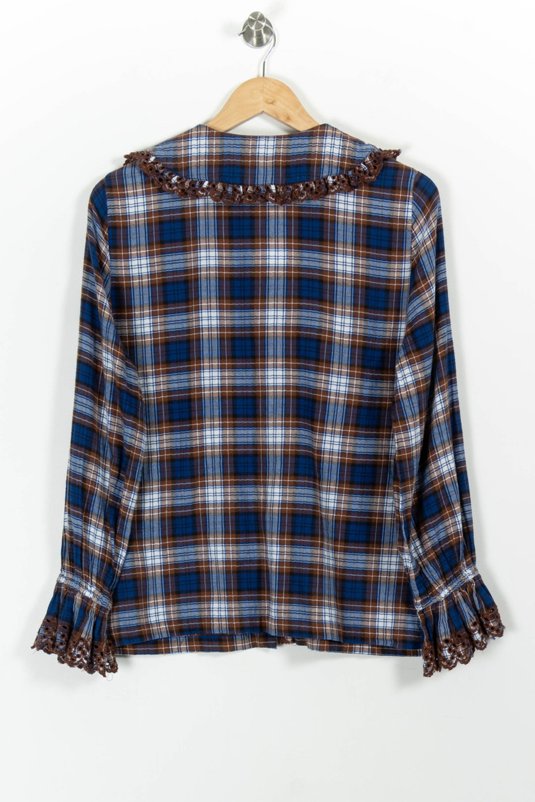 Chemise à Carreaux Marron et Bleue - Taille M/38 de la marque Stella Forest | PARAD100560 - Vendu par Paradigme - Image 4