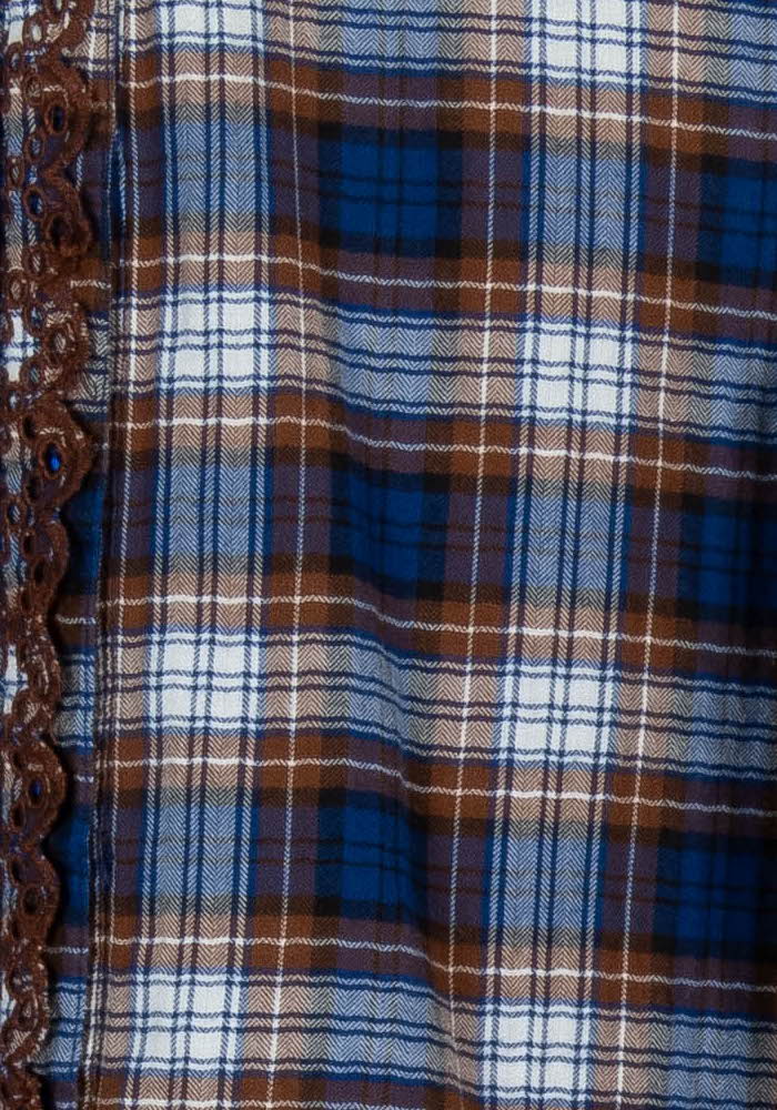 Chemise à Carreaux Marron et Bleue - Taille M/38 de la marque Stella Forest | PARAD100560 - Vendu par Paradigme - Image 3