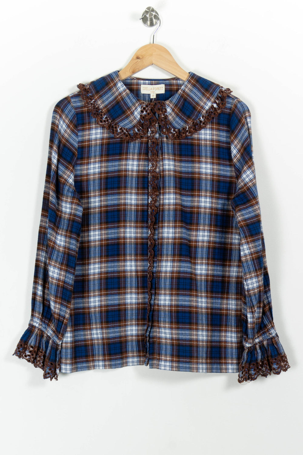 Chemise à Carreaux Marron et Bleue - Taille M/38 de la marque Stella Forest | PARAD100560 - Vendu par Paradigme - Image 2
