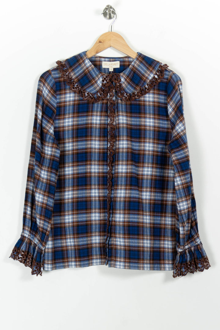 Chemise à Carreaux Marron et Bleue - Taille M/38 de la marque Stella Forest | PARAD100560 - Vendu par Paradigme - Image 2