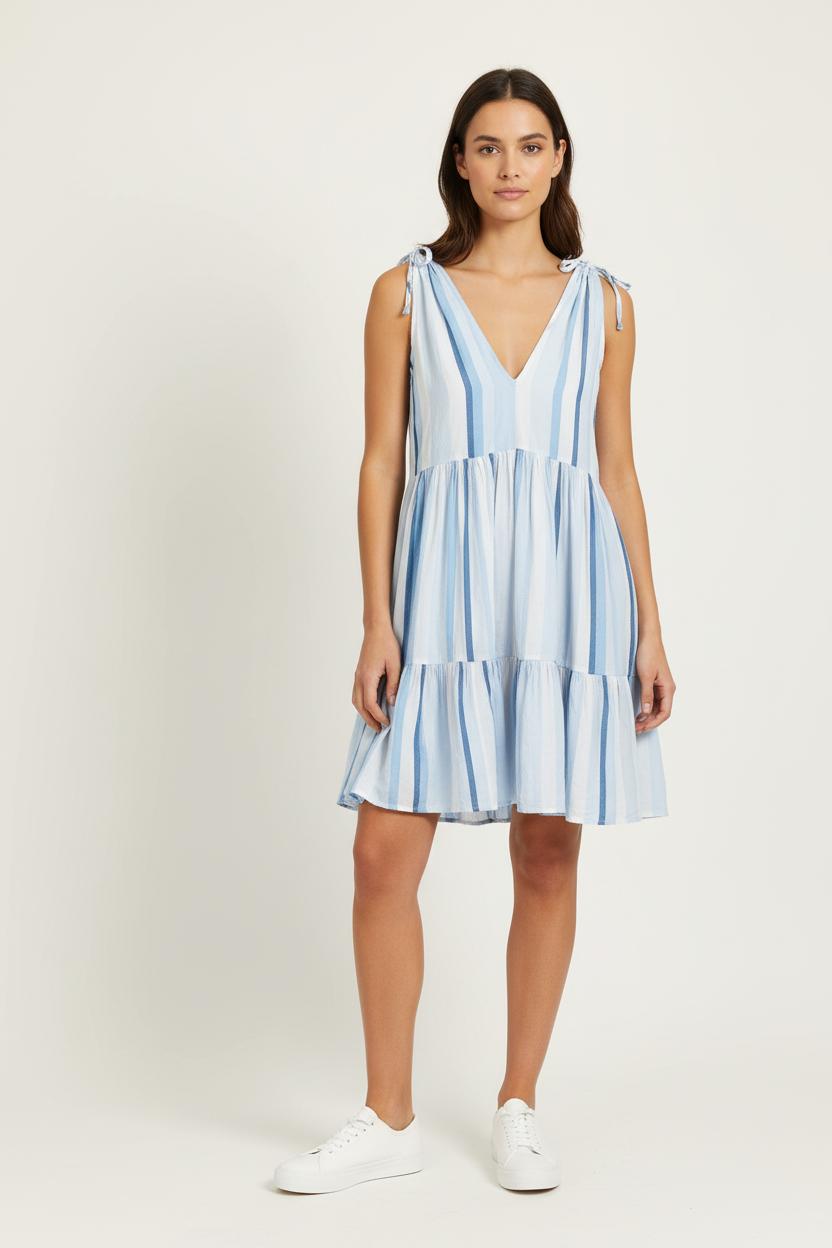 Robe Évasée Bleu et Blanc - Taille S/36 de la marque Claudie Pierlot | PARAD100563 - Vendu par Paradigme - Image 1