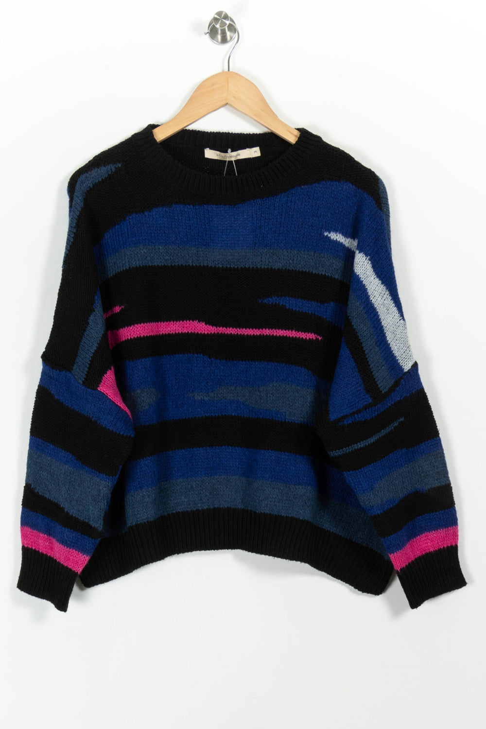 Pull Noir et Bleu - Taille L/40 de la marque La Fée Maraboutée | PARAD100572 - Vendu par Paradigme - Image 2