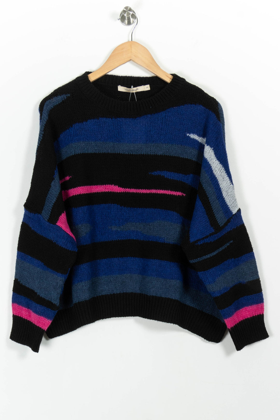 Pull Noir et Bleu - Taille L/40 de la marque La Fée Maraboutée | PARAD100572 - Vendu par Paradigme - Image 2