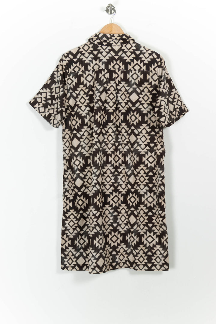 Robe Chemise Marron et Beige - Taille XXL/44 de la marque La Fée Maraboutée | PARAD100575 - Vendu par Paradigme - Image 4