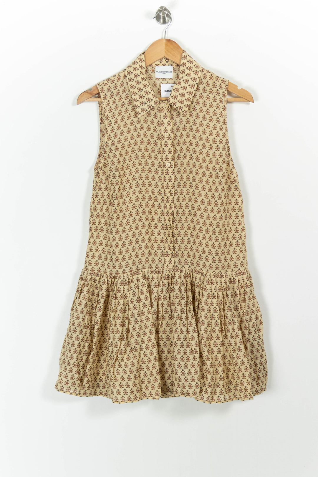 Robe Sans Manches Beige et Marron - Taille S/36 de la marque Claudie Pierlot | PARAD100581 - Vendu par Paradigme - Image 2