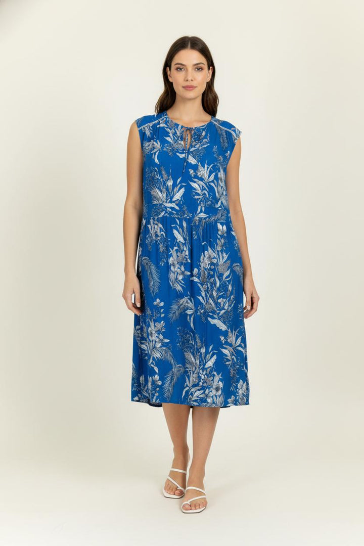 Robe Midi Bleue et Blanche - Taille XXL/44 de la marque Maison 123 | PARAD100585 - Vendu par Paradigme - Image 1