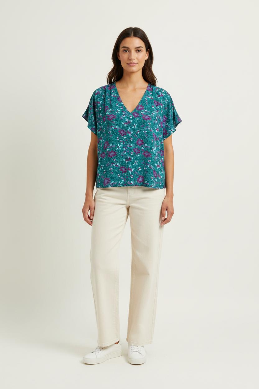 Blouse Bleue et Violette - Taille XXL/44 de la marque La Fée Maraboutée | PARAD100586 - Vendu par Paradigme - Image 1