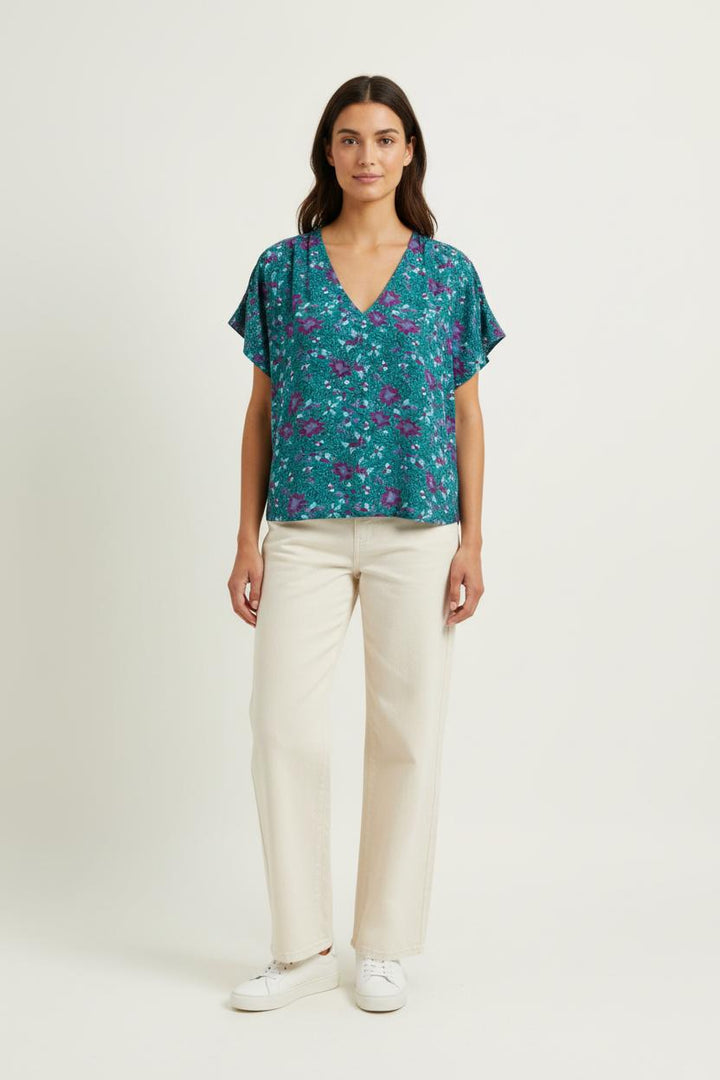 Blouse Bleue et Violette - Taille XXL/44 de la marque La Fée Maraboutée | PARAD100586 - Vendu par Paradigme - Image 1