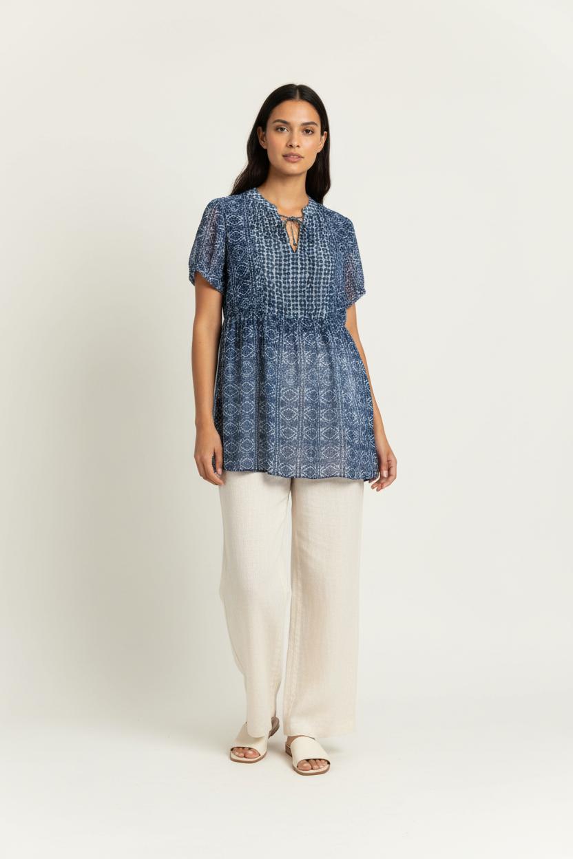 Blouse Bleu et Blanc - Taille XXL/44 de la marque La Fée Maraboutée | PARAD100589 - Vendu par Paradigme - Image 1