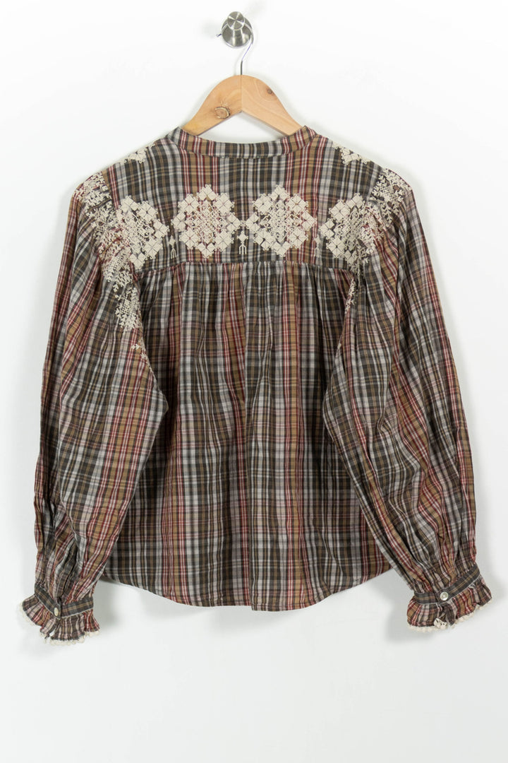 Blouse Carreaux Marron et Beige - Taille XS/34 de la marque Louise Misha | PARAD100592 - Vendu par Paradigme - Image 4