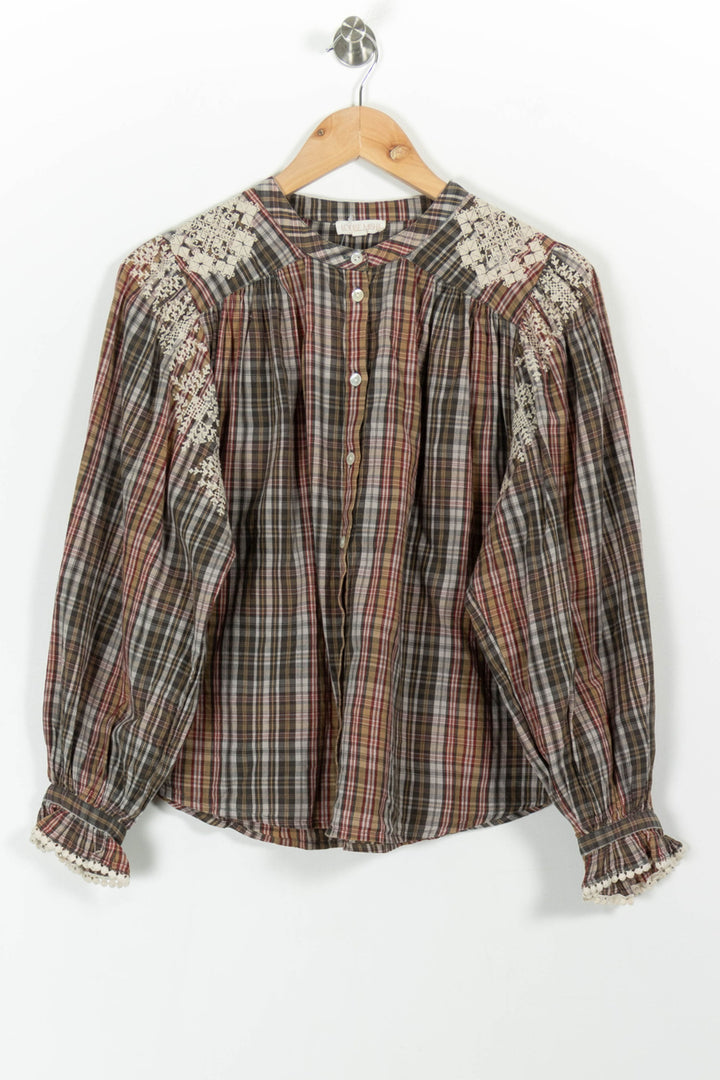 Blouse Carreaux Marron et Beige - Taille XS/34 de la marque Louise Misha | PARAD100592 - Vendu par Paradigme - Image 2