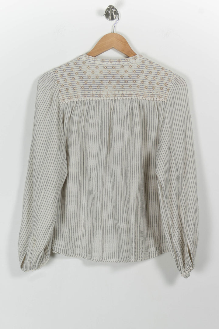 Blouse Rayée Beige et Blanche - Taille XS/34 de la marque Louise Misha | PARAD100593 - Vendu par Paradigme - Image 4