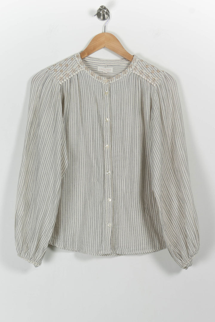 Blouse Rayée Beige et Blanche - Taille XS/34 de la marque Louise Misha | PARAD100593 - Vendu par Paradigme - Image 2