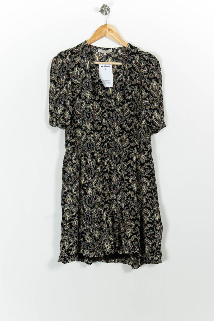 Robe Courte Noire et Beige - Taille M/38 de la marque Sandro | PARAD100614 - Vendu par Paradigme - Image 2