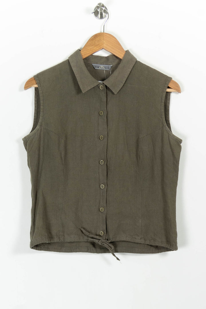 Chemise Sans Manches Verte - Taille L/40 de la marque Caroll | PARAD100625 - Vendu par Paradigme - Image 2