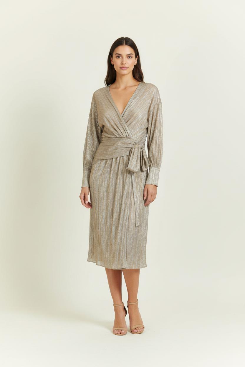 Robe Drapée Dorée et Argentée - Taille S/36 de la marque Pablo | PARAD100630 - Vendu par Paradigme - Image 1
