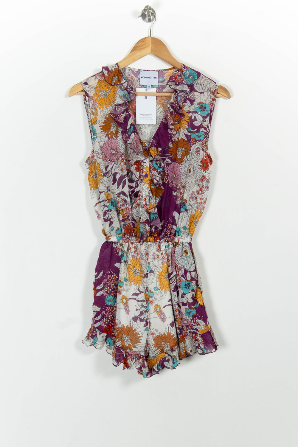 Combishort Violet et Blanc - Taille S/36 de la marque Modetrotter | PARAD100636 - Vendu par Paradigme - Image 2
