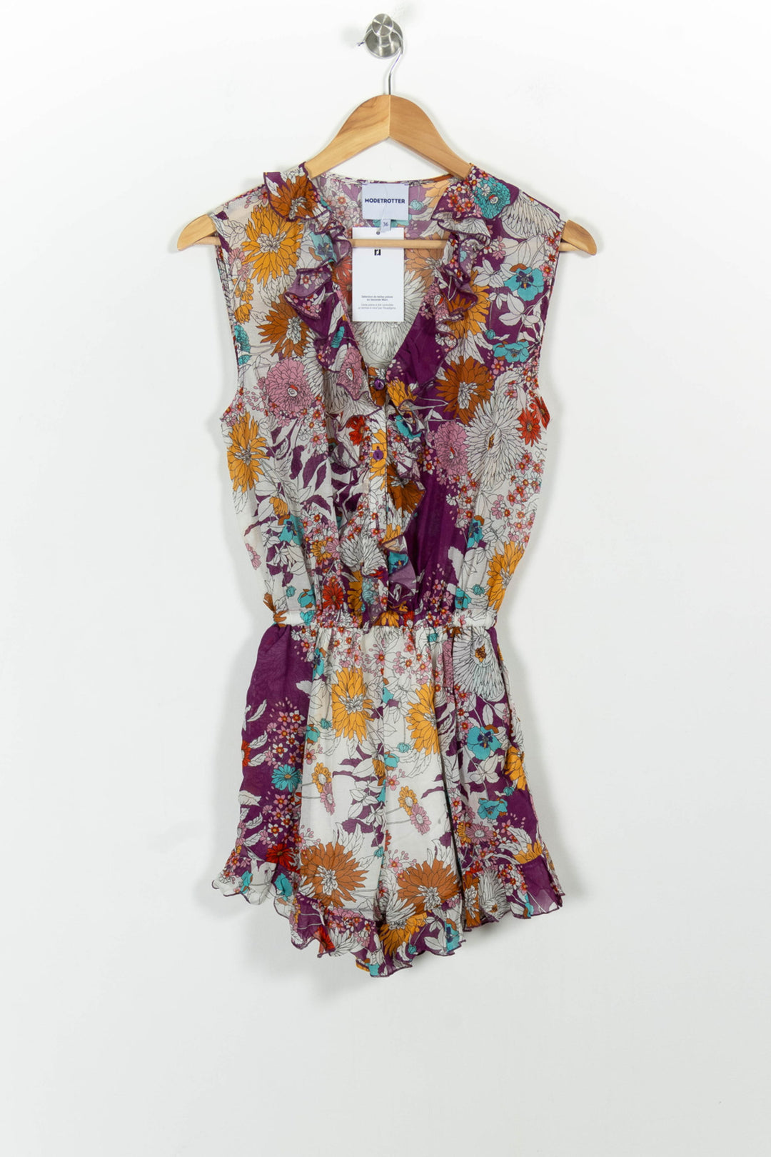 Combishort Violet et Blanc - Taille S/36 de la marque Modetrotter | PARAD100636 - Vendu par Paradigme - Image 2