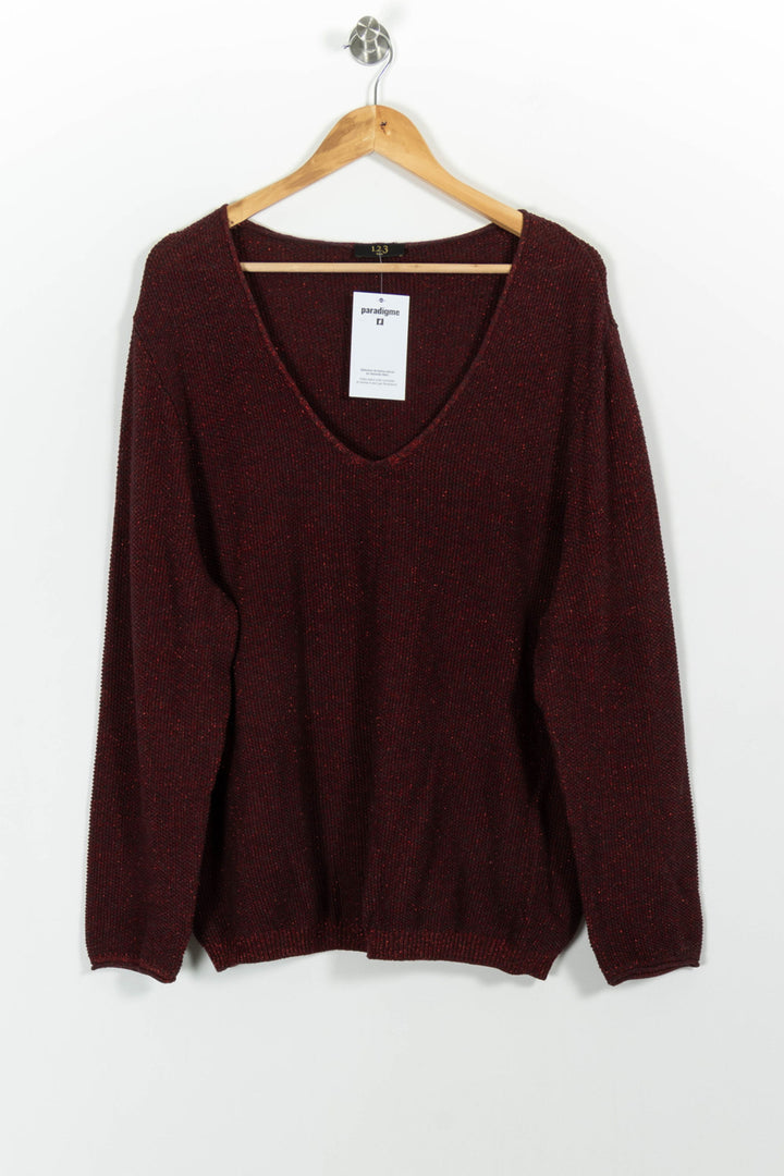 Pull Bordeaux - Taille L/40 de la marque Maison 123 | PARAD100637 - Vendu par Paradigme - Image 2