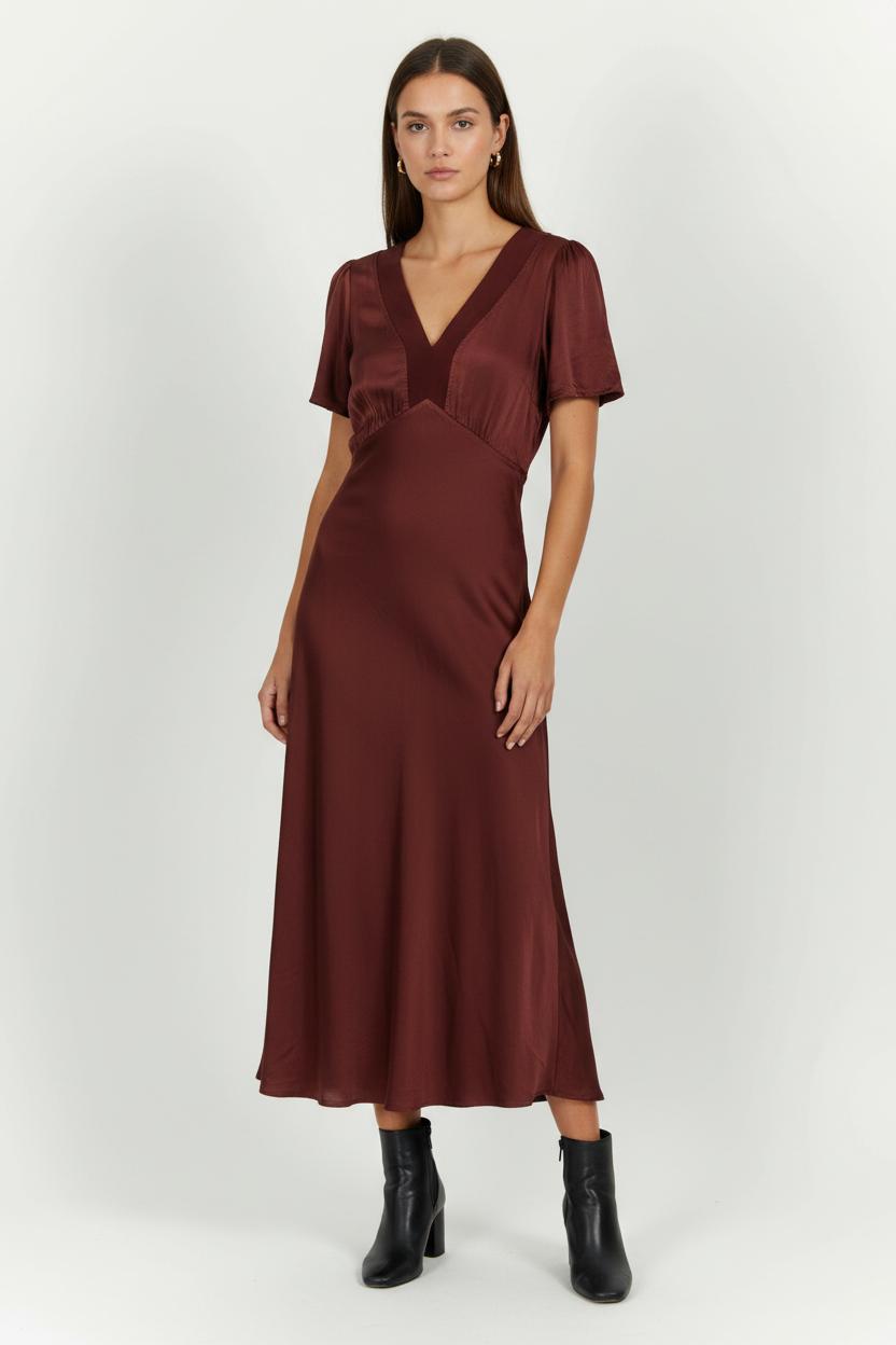 Robe Longue Bordeaux - Taille XL/42 de la marque La Fée Maraboutée | PARAD100658 - Vendu par Paradigme - Image 1
