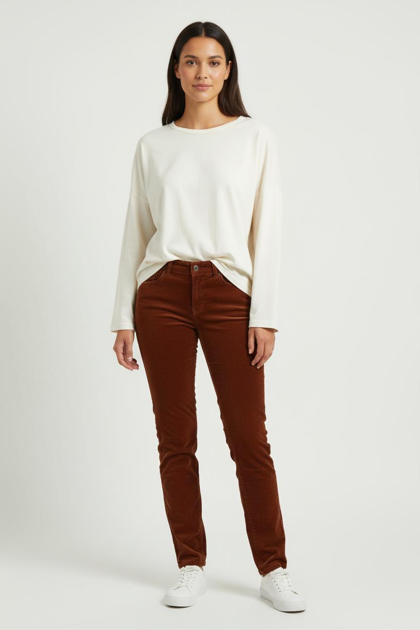 Pantalon Velours Marron - Taille M/38 de la marque Sud express | PARAD100670 - Vendu par Paradigme - Image 1