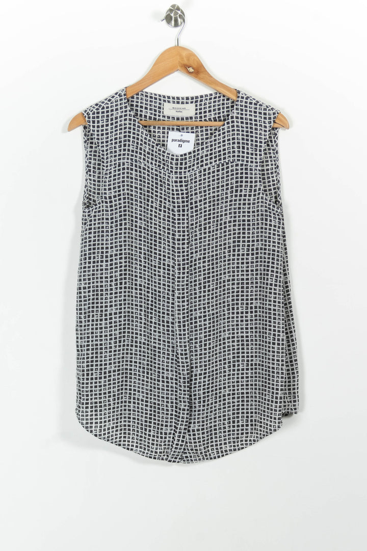 Blouse Sans Manches Noire et Blanche - Taille M/38 de la marque Weekend Max Mara | PARAD100676 - Vendu par Paradigme - Image 2