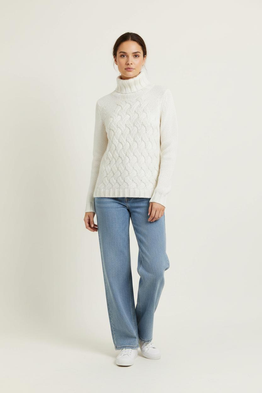 Pull Col Roulé Blanc - Taille S/36 de la marque Maison 123 | PARAD100679 - Vendu par Paradigme - Image 1