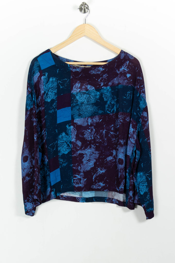 Blouse Bordeaux et Bleue - Taille M/38 de la marque La Fée Maraboutée | PARAD100686 - Vendu par Paradigme - Image 2