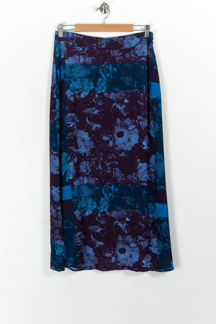 Jupe Longue Bordeaux et Bleue - Taille L/40 de la marque La Fée Maraboutée | PARAD100687 - Vendu par Paradigme - Image 2