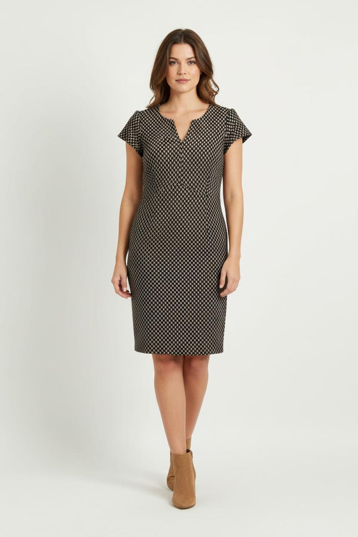Robe Droite Marron et Noire - Taille L/40 de la marque La Fée Maraboutée | PARAD100688 - Vendu par Paradigme - Image 1