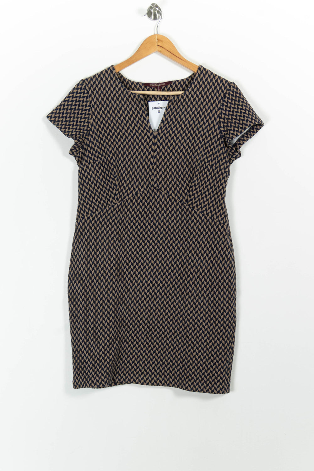 Robe Droite Marron et Noire - Taille L/40 de la marque La Fée Maraboutée | PARAD100688 - Vendu par Paradigme - Image 2