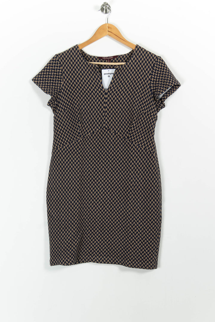 Robe Droite Marron et Noire - Taille L/40 de la marque La Fée Maraboutée | PARAD100688 - Vendu par Paradigme - Image 2