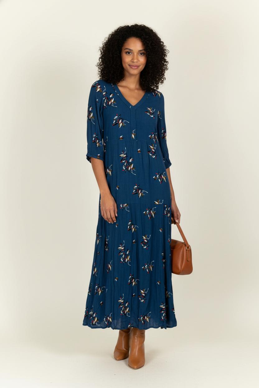 Robe Longue Bleue - Taille M/38 de la marque Caroll | PARAD100690 - Vendu par Paradigme - Image 1