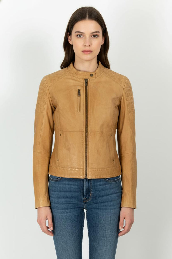 Blouson Cuir Beige - Taille M/38 de la marque IKKS | PARAD100696 - Vendu par Paradigme - Image 1