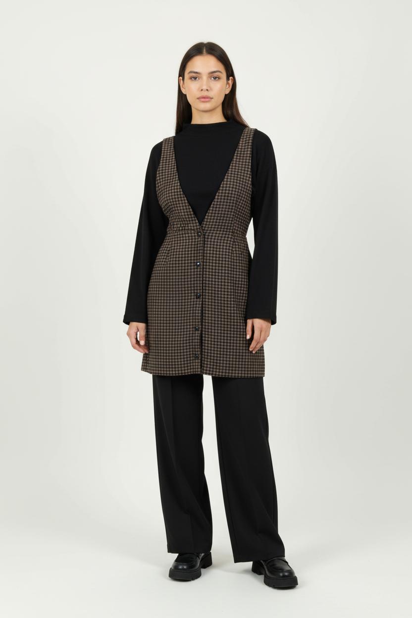 Robe Chasuble Marron et Noir - Taille XS/34 de la marque Des petits hauts | PARAD100699 - Vendu par Paradigme - Image 1