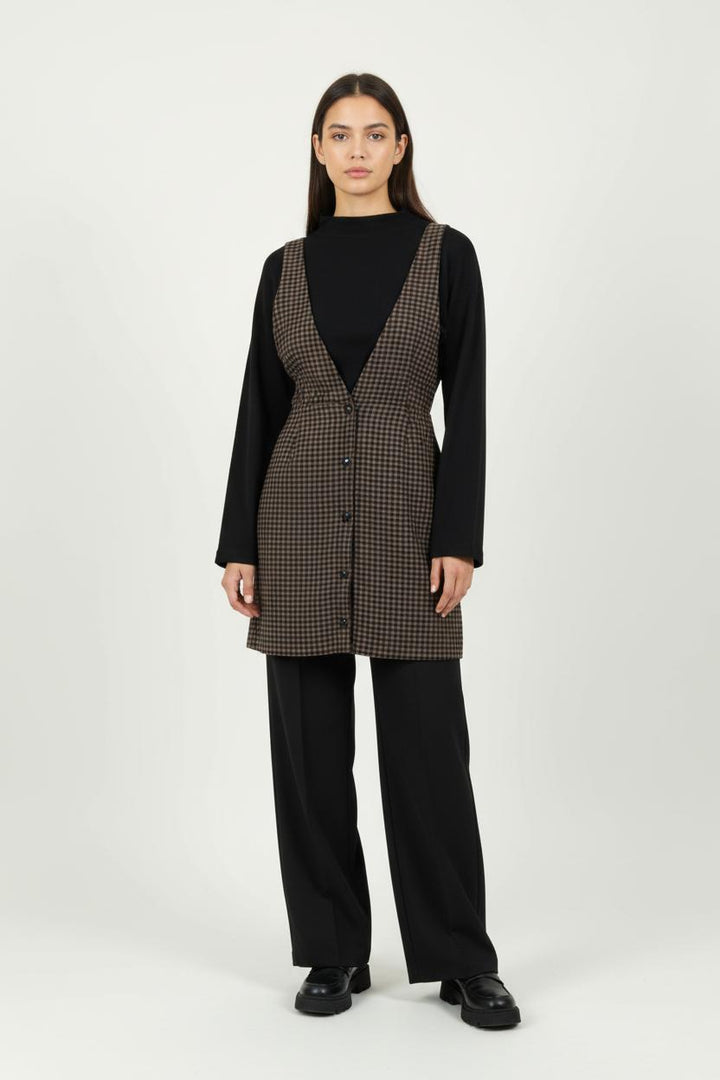 Robe Chasuble Marron et Noir - Taille XS/34 de la marque Des petits hauts | PARAD100699 - Vendu par Paradigme - Image 1