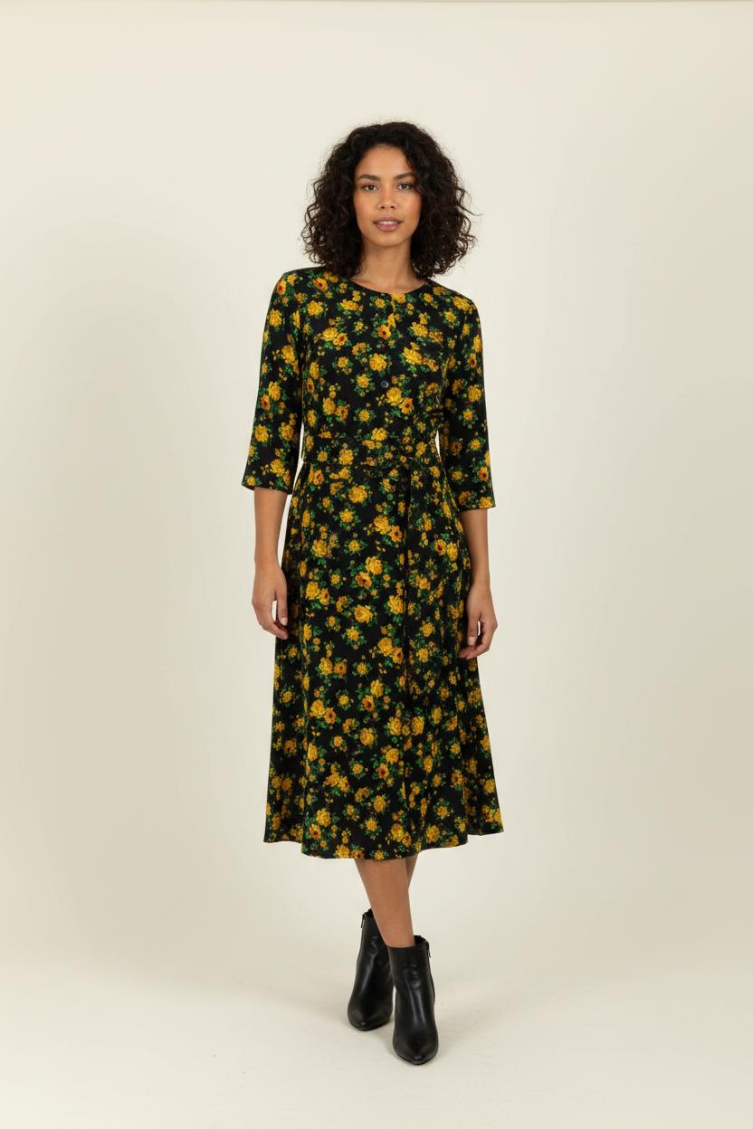 Robe Longue Noire et Jaune - Taille M/38 de la marque Claudie Pierlot | PARAD100704 - Vendu par Paradigme - Image 1