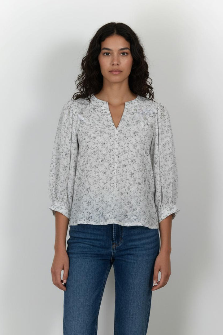 Blouse Blanche à Fleurs Grises - Taille S/36 de la marque Vanessa Bruno | PARAD100719 - Vendu par Paradigme - Image 1