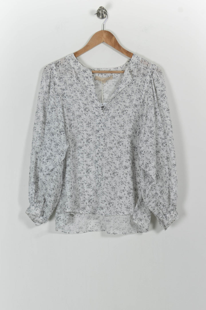 Blouse Blanche à Fleurs Grises - Taille S/36 de la marque Vanessa Bruno | PARAD100719 - Vendu par Paradigme - Image 2