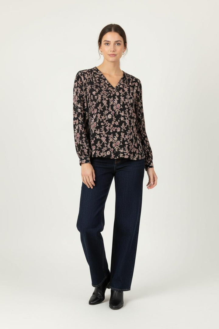 Blouse Noire et Fleurie - Taille S/36 de la marque La Fée Maraboutée | PARAD100736 - Vendu par Paradigme - Image 1