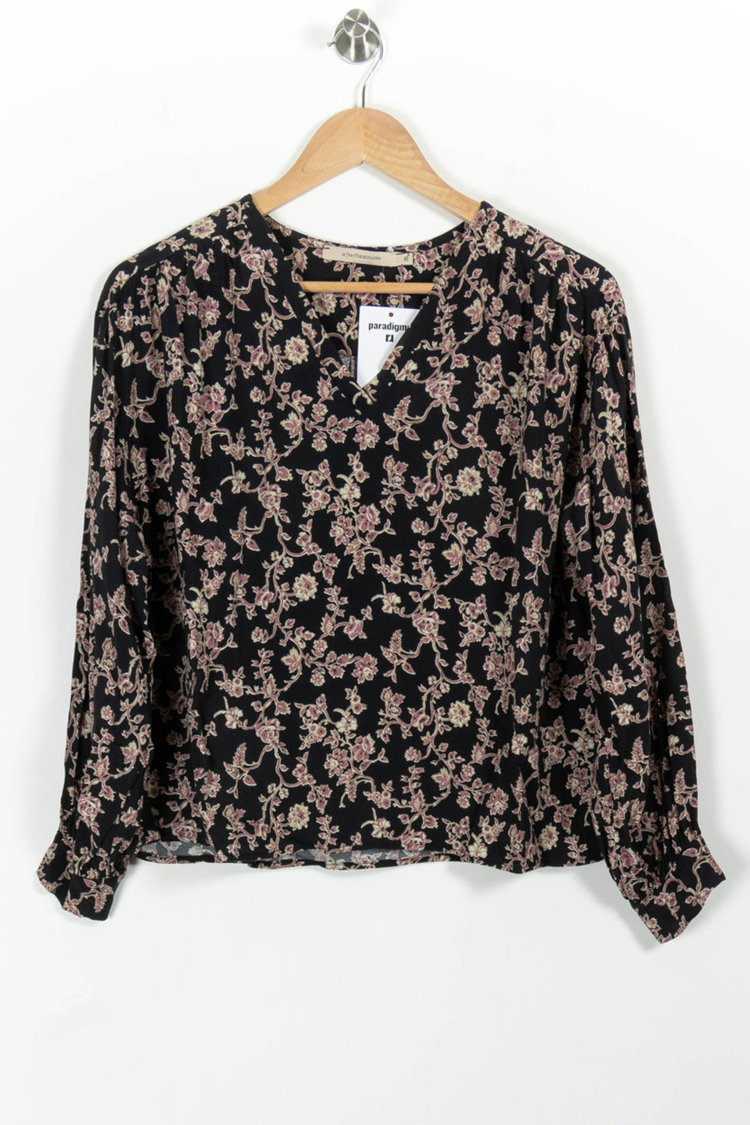 Blouse Noire et Fleurie - Taille S/36 de la marque La Fée Maraboutée | PARAD100736 - Vendu par Paradigme - Image 2