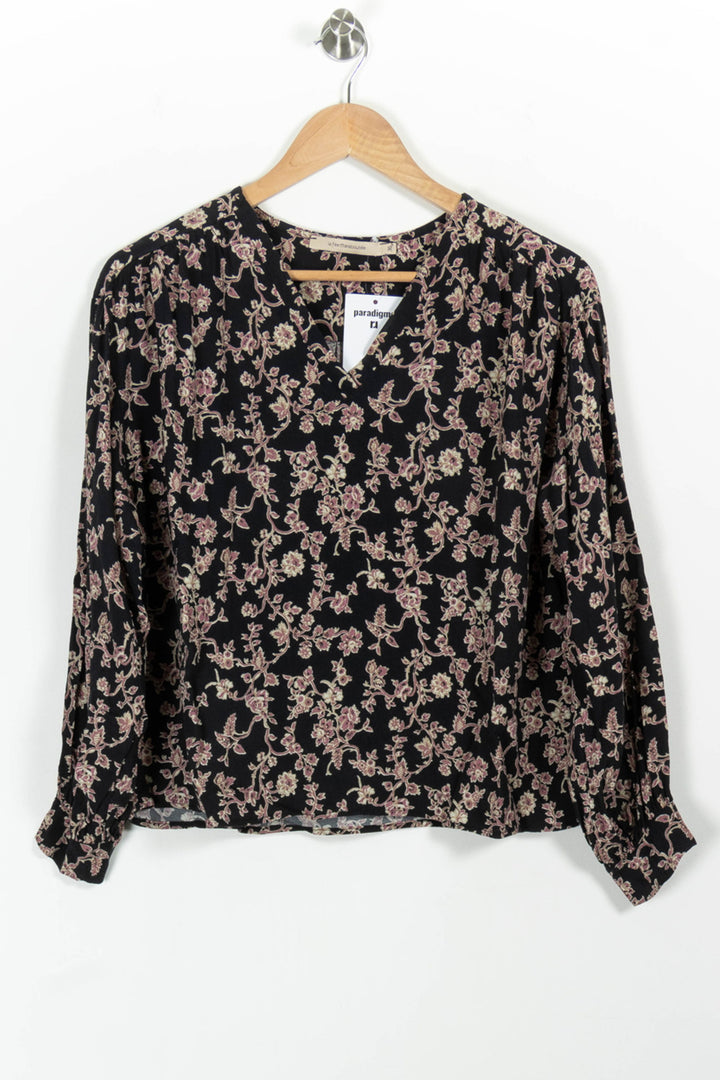 Blouse Noire et Fleurie - Taille S/36 de la marque La Fée Maraboutée | PARAD100736 - Vendu par Paradigme - Image 2