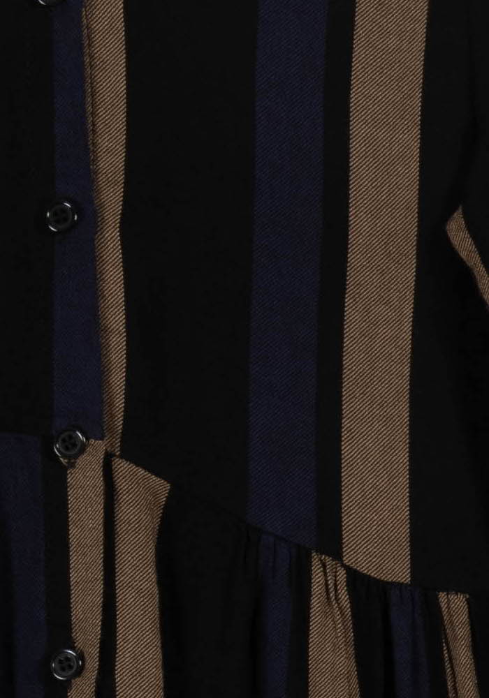 Robe Chemise Noire et Marron - Taille XS/34 de la marque La Fée Maraboutée | PARAD100742 - Vendu par Paradigme - Image 3