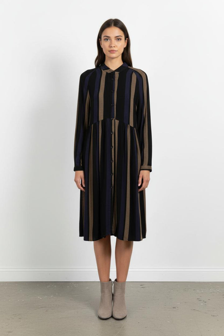 Robe Chemise Noire et Marron - Taille XS/34 de la marque La Fée Maraboutée | PARAD100742 - Vendu par Paradigme - Image 1