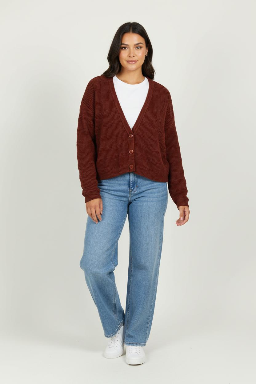 Cardigan Bordeaux - Taille M/38 de la marque American Vintage | PARAD100749 - Vendu par Paradigme - Image 1