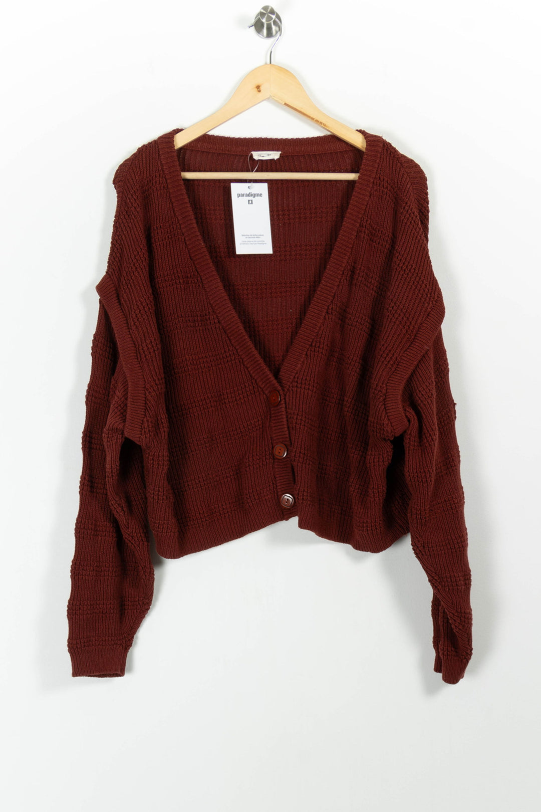Cardigan Bordeaux - Taille M/38 de la marque American Vintage | PARAD100749 - Vendu par Paradigme - Image 2