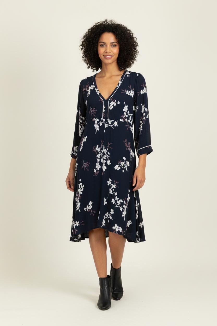 Robe Midi Bleu Marine et Blanche - Taille M/38 de la marque Stella Forest | PARAD100756 - Vendu par Paradigme - Image 1