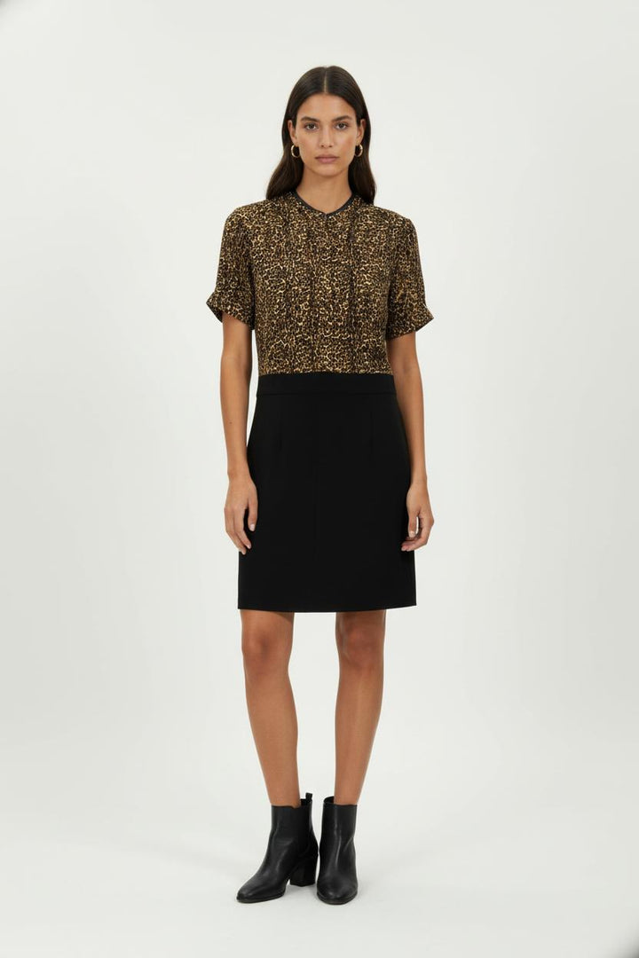 Robe Midi Léopard et Noire - Taille S/36 de la marque The Kooples | PARAD100766 - Vendu par Paradigme - Image 1